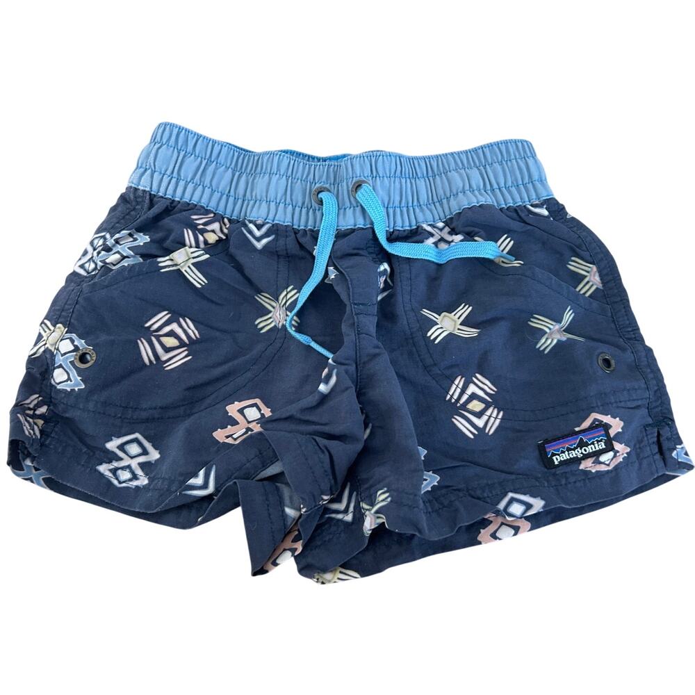 Patagonia Navy Blue Tribal Printed Baggies Shorts Size: Small